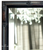 Modern Bamboo Aged Black Brown Patina Finish Wood Framed Wall Mirror - West Frames